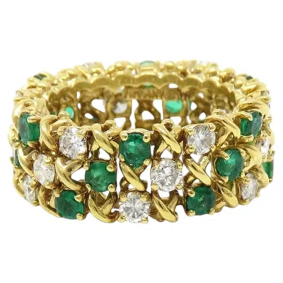 Pre-owned Tiffany & Co . 2.50 Carat Emerald Diamond 18k Band Ring In Green