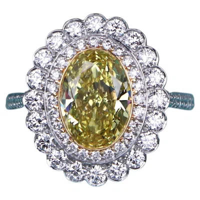 Pre-owned Tiffany & Co 26627 Tiffany Co Enchant Platinum 2.60ct Oval Fancy Vivid Yellow Diamond Ring