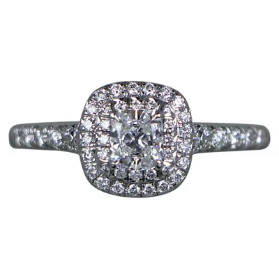 Pre-owned Tiffany & Co 26655 Tiffany Co Soleste 0.37 D Vs2 Cushion Diamond Double Halo Engagement Ring In Multiple