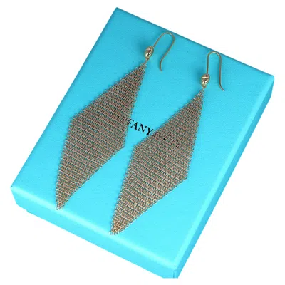 Pre-owned Tiffany & Co 26659  Elsa Peretti 18k Yellow Gold Mesh Scarf Dangle Hook Earrings