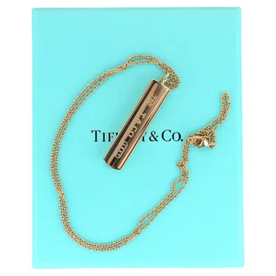 Pre-owned Tiffany & Co 26752  1.5" 18k Yellow Gold 1837 Bar Pendant Chain Necklace