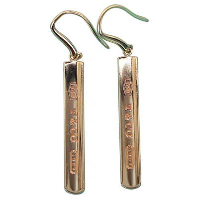 Pre-owned Tiffany & Co 26753  750 18k Yellow Gold 1837 Bar Dangle Drop Hook Earrings
