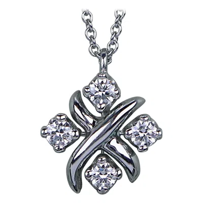 Pre-owned Tiffany & Co 26779 Tiffany Co Schlumberger Sixteen Stone Platinum Diamond X Pendant Necklace In Multiple