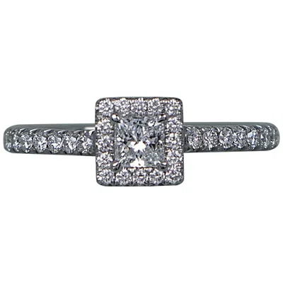 Pre-owned Tiffany & Co 26791 Tiffany Co Grace Platinum 0.19 F Vs1 Princess Diamond Halo Engagement Ring In Multiple