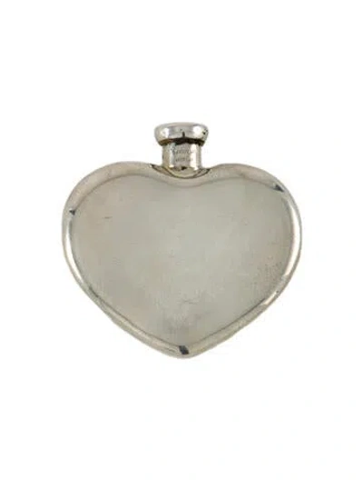 Pre-owned Tiffany & Co 2-piece Sterling Heart Perfume Flask And Funnel Set