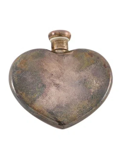 Pre-owned Tiffany & Co 2-piece Sterling Heart Perfume Flask And Funnel Set In Silver