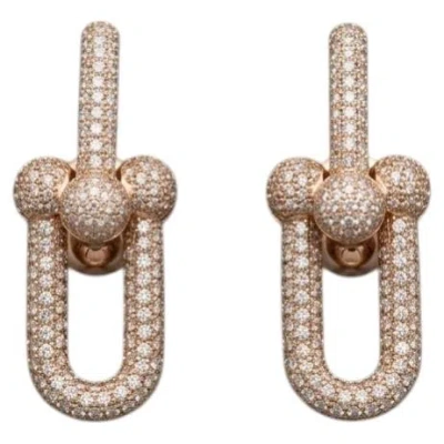 Pre-owned Tiffany & Co . 3 Carat Diamond Hardwear Link Earrings In 18k Rose Gold In Red
