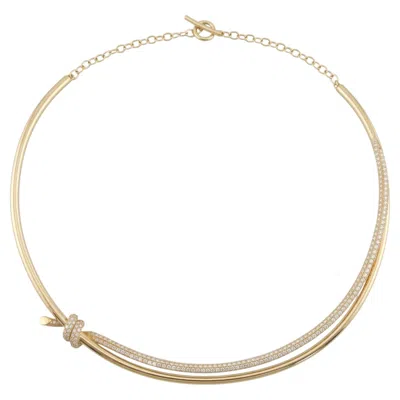 Pre-owned Tiffany & Co 3 Carat Diamond Knot Double Row Choker Necklace In Multiple