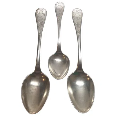 Pre-owned Tiffany & Co 3 . 1870 King William Engraved Spoons, 1 Teaspoon And 2 Tablespoons In Silver