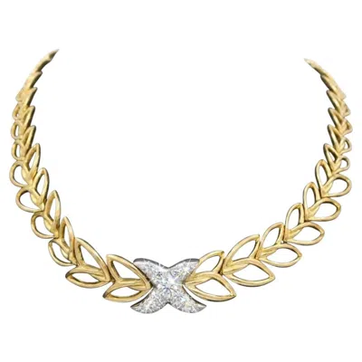 Pre-owned Tiffany & Co . 3.25 Carat 18k Yellow Gold Diamond Choker Necklace
