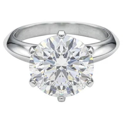 Pre-owned Tiffany & Co . 3.28 Carat Round Brilliant Diamond Platinum Engagement Ring In Multiple