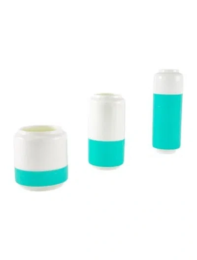 Pre-owned Tiffany & Co 3-piece Colorblock Bone China Vase Set In Multi