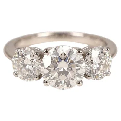 Pre-owned Tiffany & Co . 4 Carat Diamond Three-stone Platinum Engagement Ring In Multiple