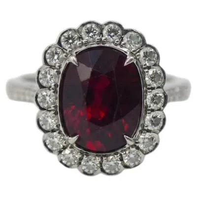 Pre-owned Tiffany & Co . 4 Carat Ruby Diamond Platinum Halo Ring In Multiple