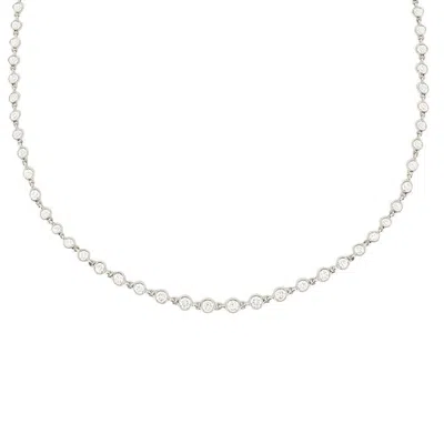 Pre-owned Tiffany & Co . 4.32ct Diamond Line Necklace In Multi