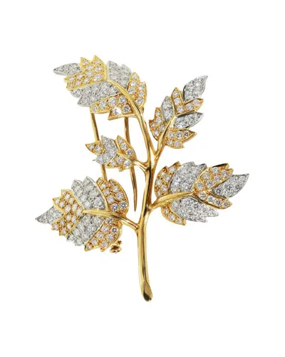 Pre-owned Tiffany & Co . 5 Leaf Schlumberger 18k Gold 5.00 Ct. Tw. Diamond Brooch (authentic Pre-loved)