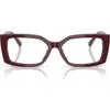 Tiffany & Co . 52mm Rectangular Optical Glasses In Burgundy