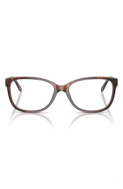 Tiffany & Co . 52mm Square Optical Glasses In Spotted Brown/demo Lens