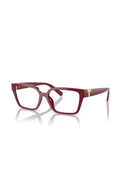 Tiffany & Co . 53mm Rectangle Optical Glasses In Burgundy