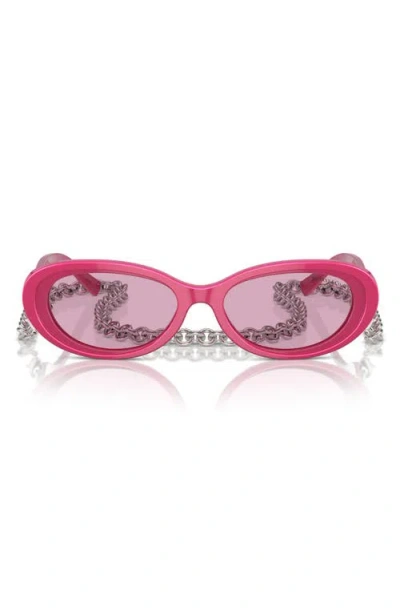 Tiffany & Co . 54mm Oval Sunglasses With Chain In Multi