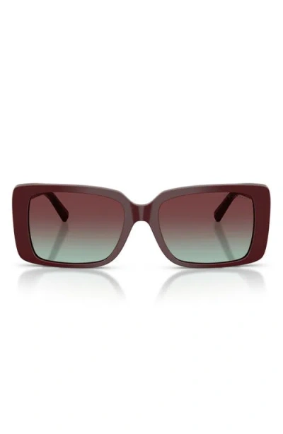 Tiffany & Co . 55mm Gradient Rectangular Sunglasses In Burgundy