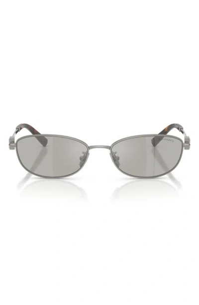 Tiffany & Co . 56mm Oval Sunglasses In Gray