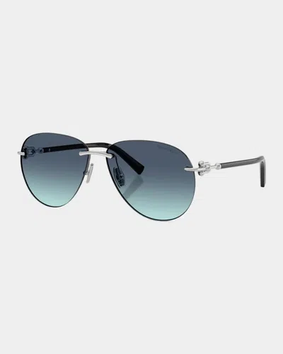 Tiffany & Co 59mm Aviator Sunglasses In Blue