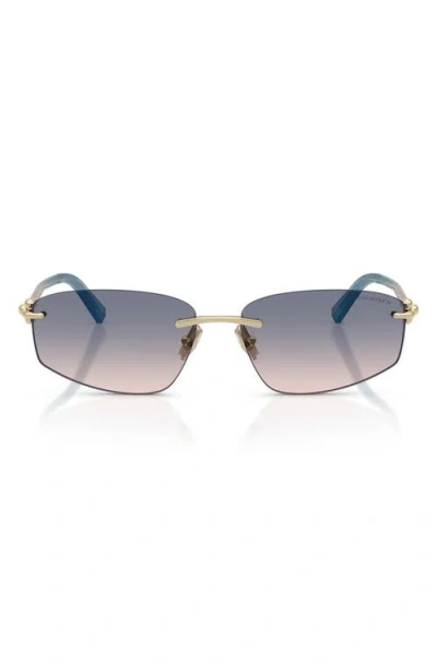 Tiffany & Co . 59mm Irregular Rectangular Sunglasses In Gold