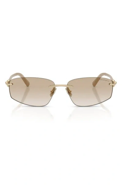 Tiffany & Co . 59mm Irregular Rectangular Sunglasses In Gold