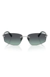 Tiffany & Co . 59mm Irregular Rectangular Sunglasses In Silver