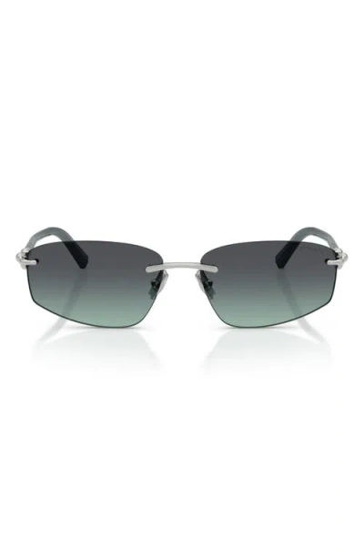 Tiffany & Co . 59mm Irregular Rectangular Sunglasses In Silver