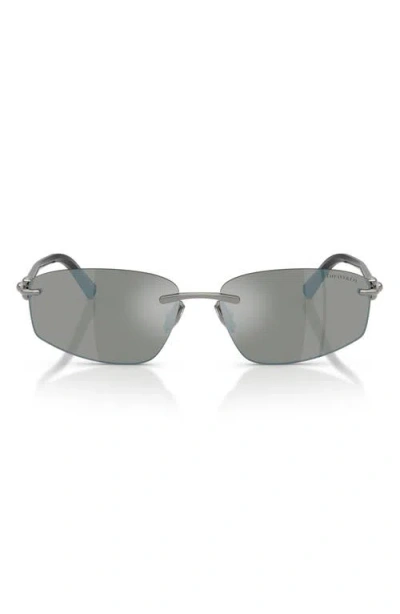 Tiffany & Co . 59mm Irregular Rectangular Sunglasses In Silver
