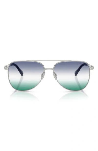 Tiffany & Co . 59mm Pilot Sunglasses In Blue