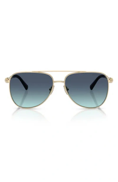 Tiffany & Co . 59mm Pilot Sunglasses In Gold