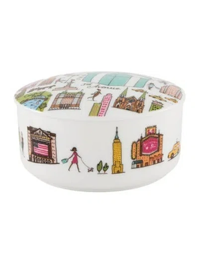 Pre-owned Tiffany & Co 5th Avenue Porcelain Catchall Box In White