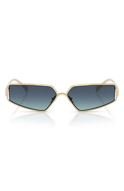 Tiffany & Co . 60mm Irregular Rectangular Sunglasses In Gold