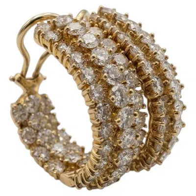 Pre-owned Tiffany & Co . 7 Carat Round Brilliant Diamond 18k Gold Hoop Earrings In Multiple