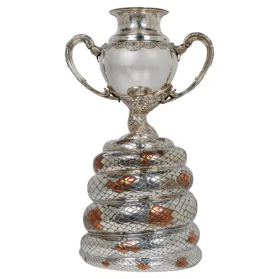 Pre-owned Tiffany & Co A Rare . Sterling Silver And Mixed Metal Python Snake Trophy Vase
