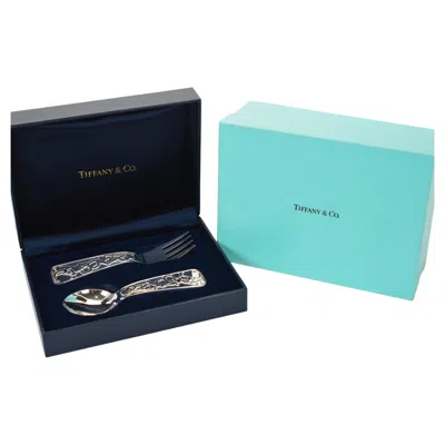 Pre-owned Tiffany & Co . Abc Bears Sterling Silver Baby Spoon & Fork Set, New In Box In Multiple