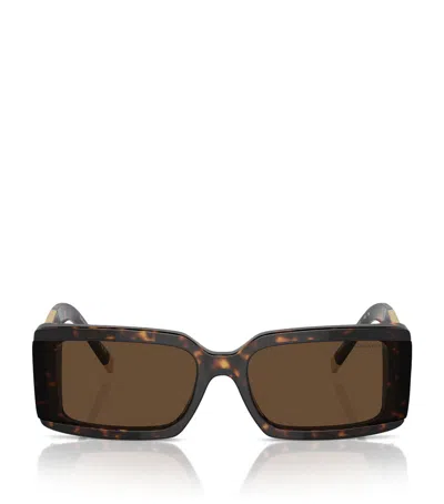 Tiffany & Co Womens Brown Tf4197 Rectangle-frame Tortoiseshell Acetate Sunglasses