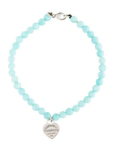 Pre-owned Tiffany & Co Amazonite Mini Heart Tag Bracelet, 6.5" In Multi