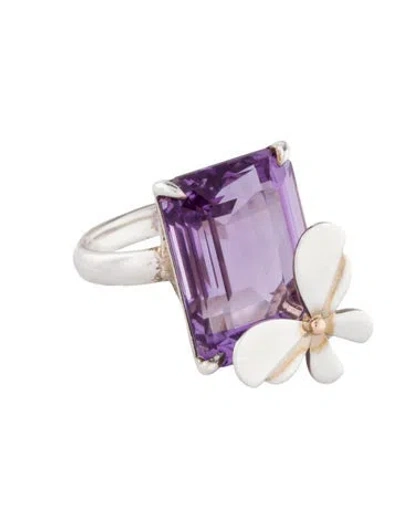 Pre-owned Tiffany & Co Amethyst Love Bugs Butterfly Ring In Multi