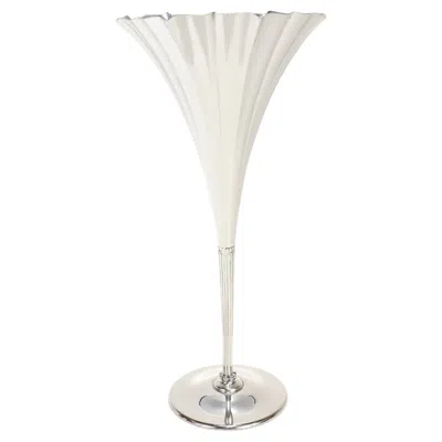 Pre-owned Tiffany & Co Antique 11" . Gilt Sterling Silver Floriform Trumpet Flower Vase In Sand