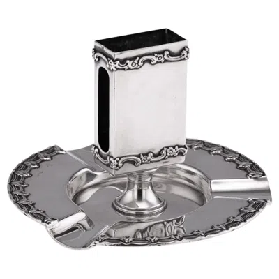 Pre-owned Tiffany & Co Antique 20thc American Solid Silver Ashtray & Match Box Holder By