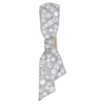 Pre-owned Tiffany & Co . Antique Art Deco Diamond Brooch In Platinum & 18 Karat Yellow Gold