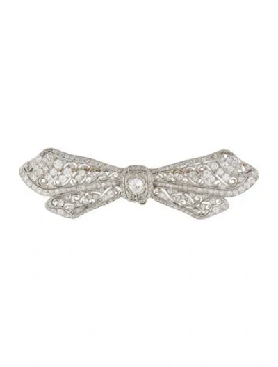 Pre-owned Tiffany & Co Antique Platinum 2.00ctw Diamond Bow Brooch In Multi