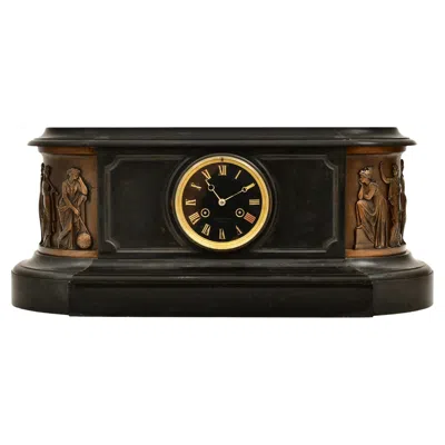 Pre-owned Tiffany & Co Antique . Bronze-mounted Slate Mantel Clock In Gray