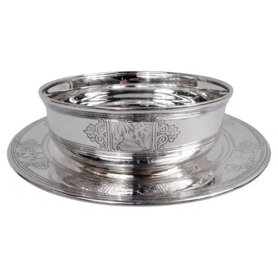Pre-owned Tiffany & Co Antique Tiffany Edwardian Sterling Silver Baby Bowl & Plate