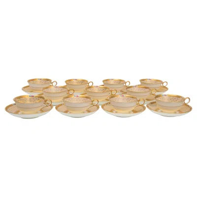 Pre-owned Tiffany & Co Antique Tiffany Gilt Encrusted Cup & Saucers, Eleven Sets 22 Pieces Circa 1910 In Gold