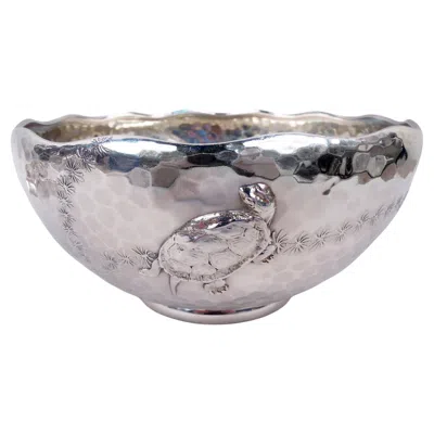 Pre-owned Tiffany & Co Antique Tiffany Japonesque Applied Hand-hammered Turtle Bowl In Silver
